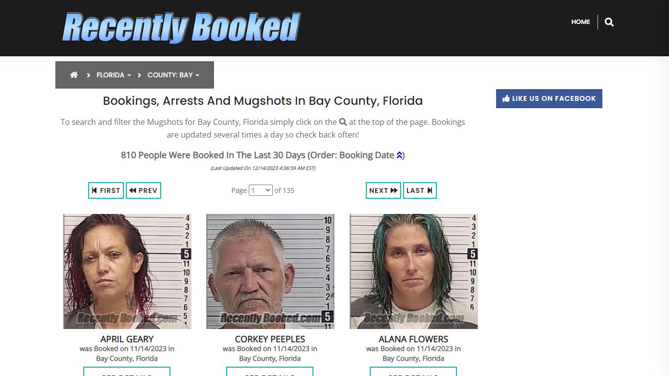 Recent bookings, Arrests, Mugshots in Bay County, Florida - Recently Booked
